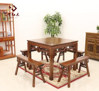 定做中式实木方桌餐桌八仙桌木质 明清仿古榆木家具全实木八仙桌