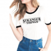 wish亚马逊热卖 Stranger things T恤女时尚欧美莫代尔撞边短袖