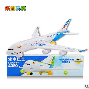 A380空中巴士 电动万向带音乐超炫灯光玩具飞机 拼装组装玩具批发