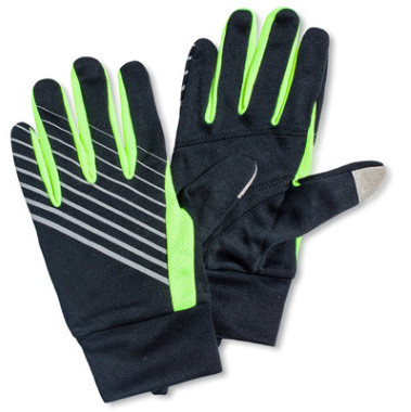 2019新款撞色 运动手套荧光绿银纤维触控轻运动训练网眼手套