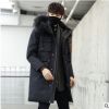 新款2019韩版男士羽绒服免烫处理中长款时尚都市连帽立领外套