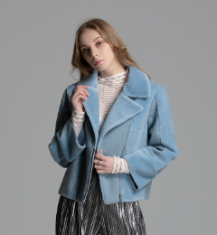 2020欧美女装夹克Amazon设计师款双面羊绒短大衣fashionwoolcoat