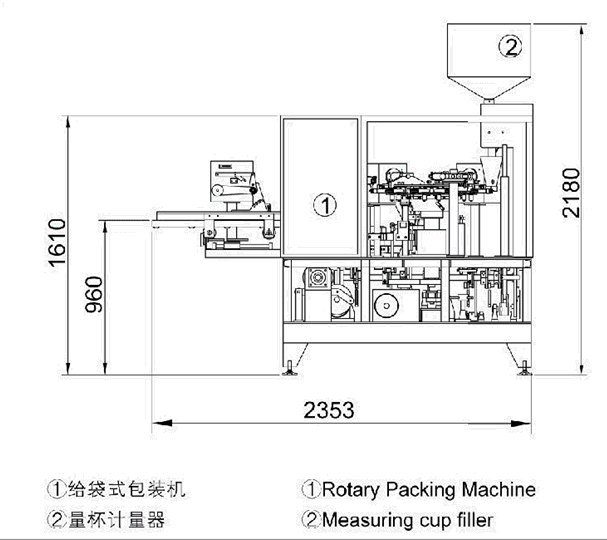 量杯计量包装组设备示意图